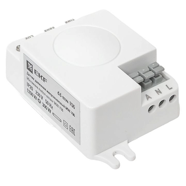 Микроволновый датчик движения белый 1200Вт 360гр. до 10м IP20 MW-706 EKF