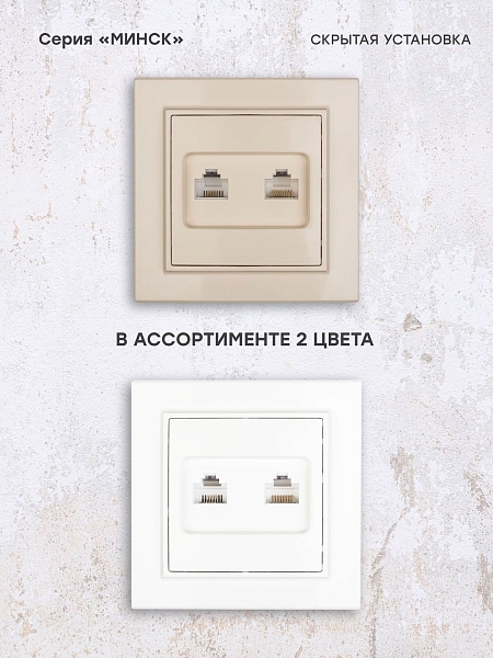 Розетка RJ-45+Phone СП бежевый Минск EKF