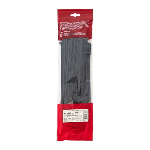 Хомут P6.6 стандартный (ч), 4.8x250 (100шт) FlexLock EKF