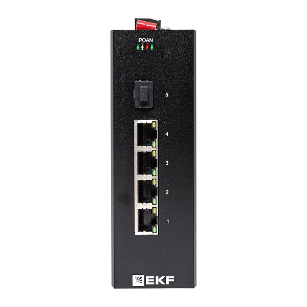 Промышленный неуправляемый коммутатор U-1GX/SFP-4GTP, 1 порт 1000Base-X SFP, 4 порта 10/100/1000Base-T(X) RJ45 c PoE, монтаж на динрейку TSX EKF