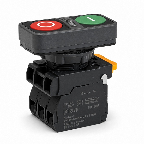 Кнопка SB-D2 красно-зеленая "Пуск-стоп" с подстветкой 230V AC 1NO+1NC IP67 EKF