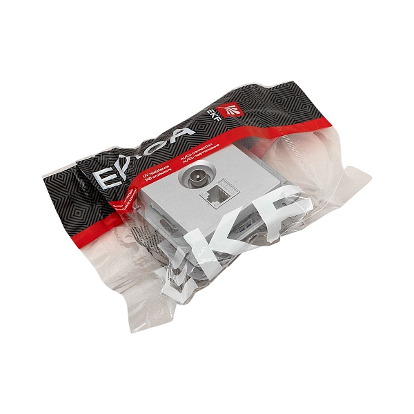 Механизм розетки TV+RJ45 (cat5), алюминий Эпика EKF