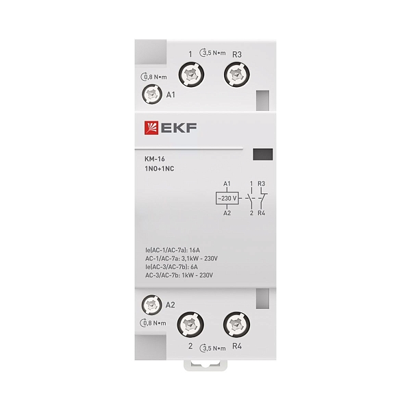 Контактор модульный КМ 16А 1NO+1NC 230В АС (2 мод.) PROXIMA EKF