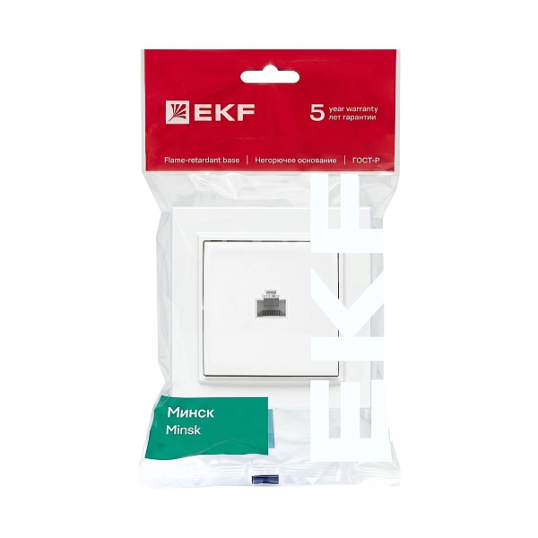 Минск Розетка RJ-45 1-местная СП белая EKF