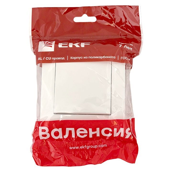 Валенсия выключатель 1-кл. 10А белый перекрестный EKF