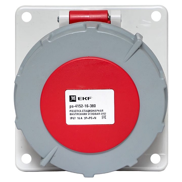 Розетка стационарная внутренняя угловая 4152 3Р+РЕ+N 16А 380В IP67 EKF PROxima