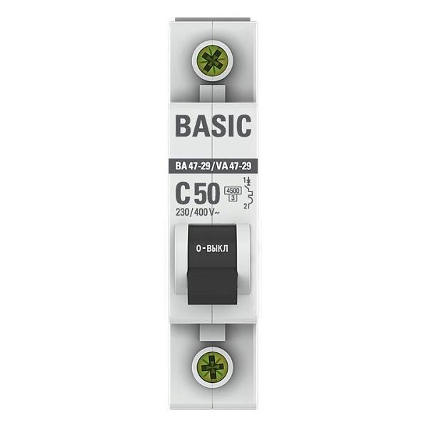 Автоматический выключатель ВА 47-29 1P 50А (C) 4,5кА BASIC