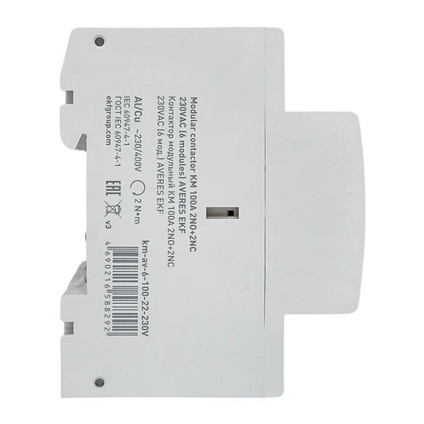 Контактор модульный КМ 100А 2NO+2NC 230В АС (6 мод.) AVERES EKF
