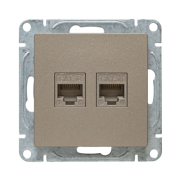Механизм розетки RJ45 - 2шт, (cat5), шампань Эпика EKF