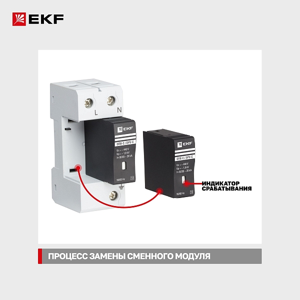 Сменный модуль к ОПВ-C In-20кА 440В с сигнализацией EKF
