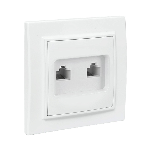 Розетка RJ-45 2-местная СП Минск белая EKF