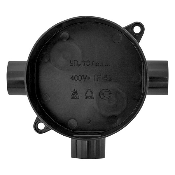 Коробка распределительная КМР-040-040б трехрожковая черная (70x35) EKF PROxima