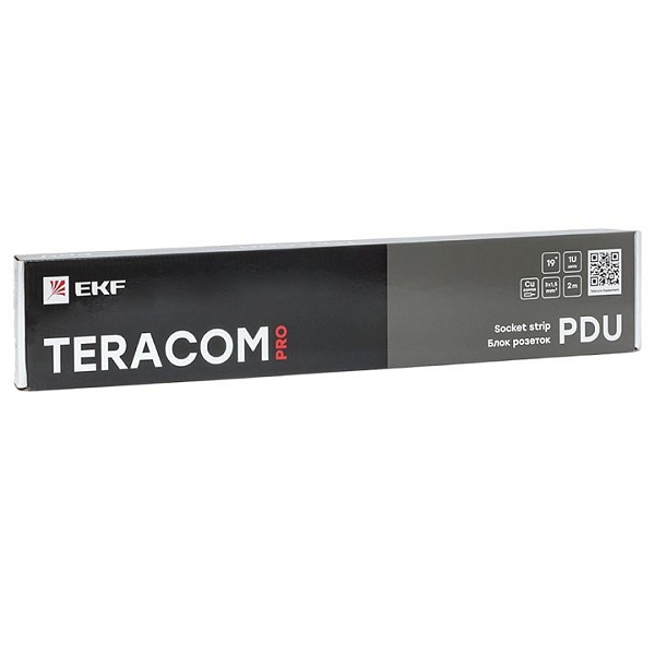 Блок розеток PDU TERACOM PRO 19" 1U 16А/250В 9 розеток Schuko шнур питания длиной 2 метра сечение 3x1,5 мм2 вилка Schuko корпус алюминий черный