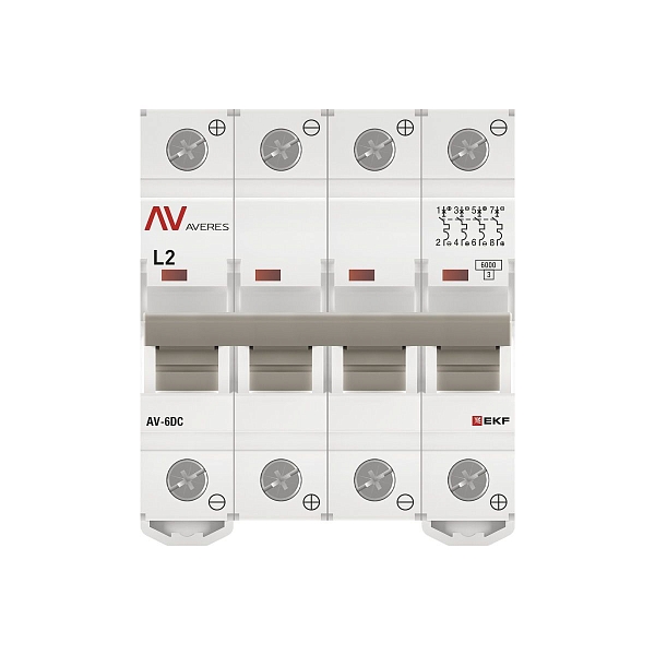 Выключатель автоматический AV-6 DC 4P 2A (L) 6kA EKF AVERES