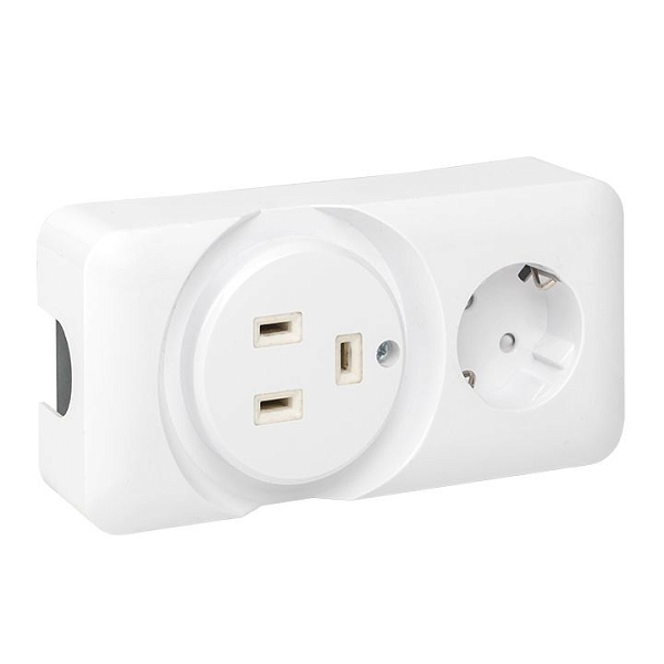 Розетка двойная (РШ/евро) 32А/16A 250В 2P+PE бел. EKF