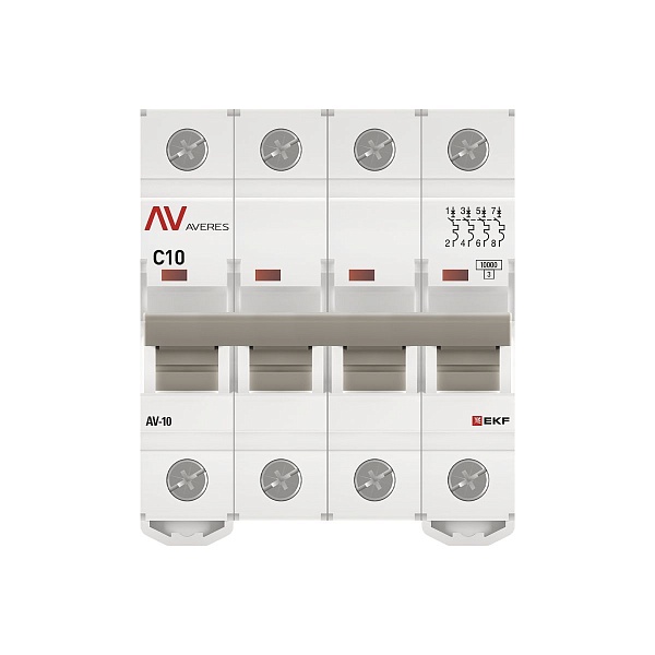 Выключатель автоматический AV-10 4P 10A (C) 10kA EKF AVERES