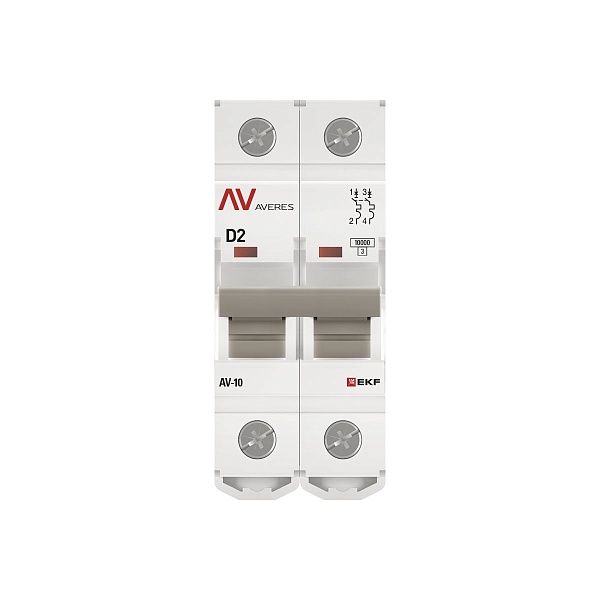 Выключатель автоматический AV-10 2P 2A (D) 10kA EKF AVERES