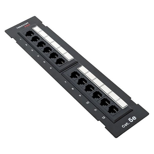 Патч-панель настенная TERACOM PRO Cat.5E неэкранированная UTP 12 портов RJ-45 Dual IDC