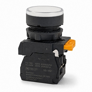 Кнопка SB-27 плоская без фиксации c подсветкой 220V AC 1NO белая IP65 EKF