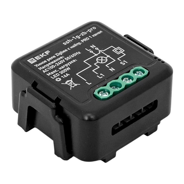 Умное реле в подрозетник 1-канальное с нейтралью 16А Zigbee EKF Connect Select PRO