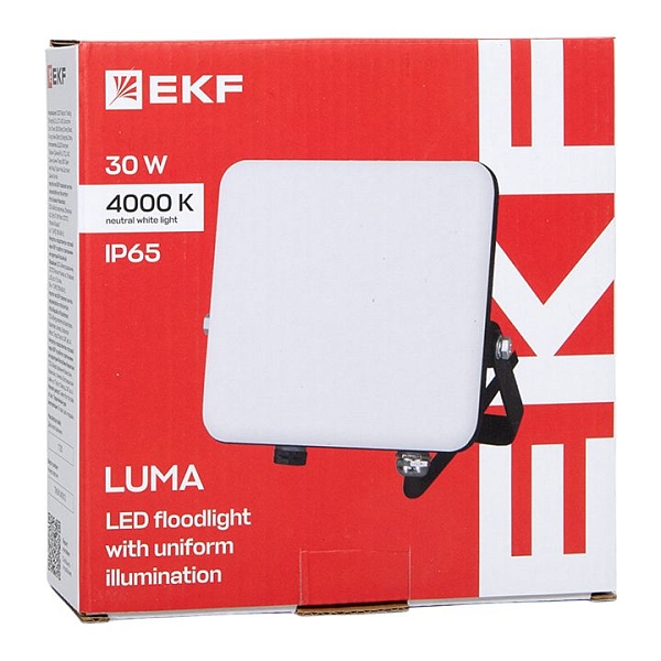 Прожектор светодиодный СДО-4003 30Вт 4000К IP65 с равномерной засветкой LUMA EKF