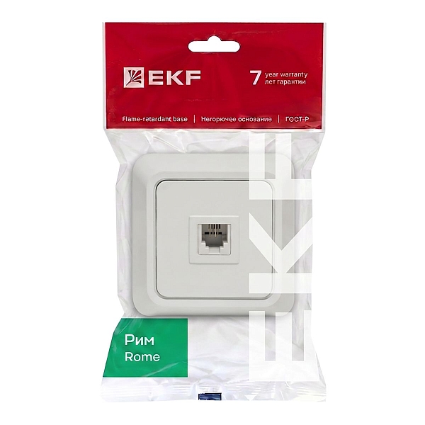 Розетка Phone 1-мест. бел. Рим EKF