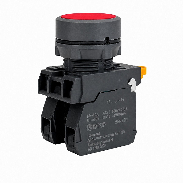 Кнопка SB-31 плоская с фиксацией 1NO+1NС красная IP65 EKF