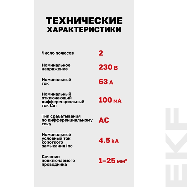Выключатель дифференциального тока ВДТ-40 2P 63А 100мА тип АС электронный 4,5кА BASIC