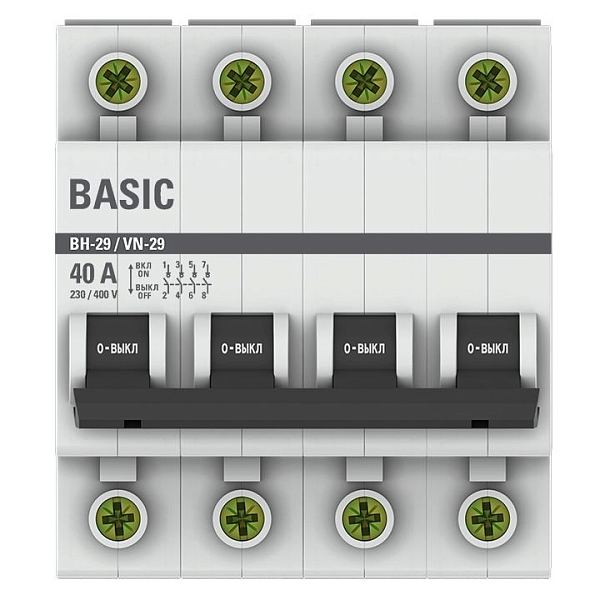 Выключатель нагрузки ВН-29 4P 40А BASIC