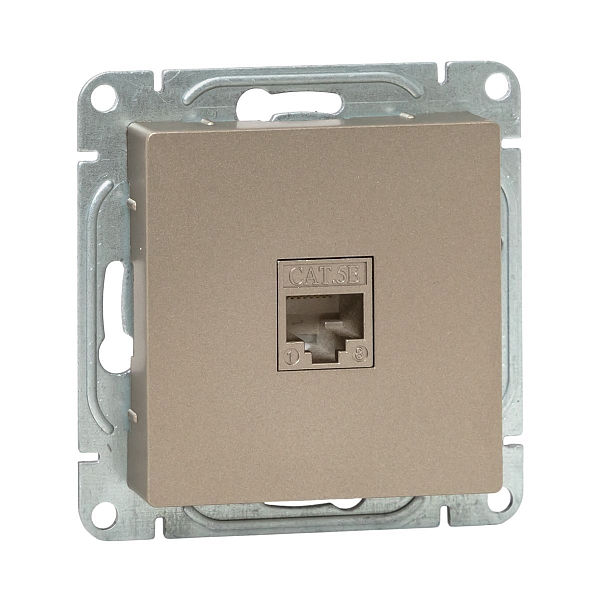 Механизм розетки RJ45 (cat5), шампань Эпика EKF