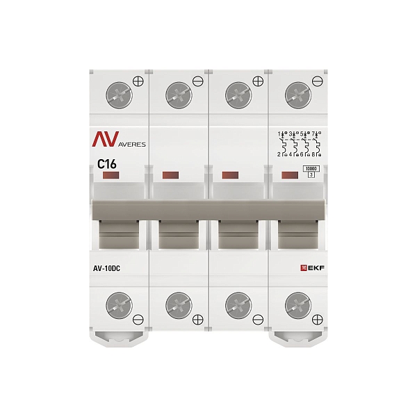 Выключатель автоматический AV-10 DC 4P 16A (C) 10kA EKF AVERES