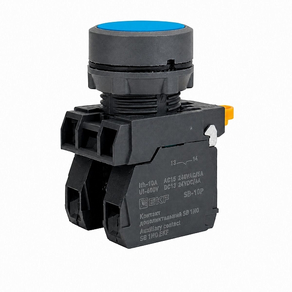 Кнопка SB-21 плоская без фиксации 1NO+1NС синяя IP65 EKF
