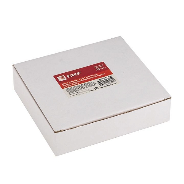 Шина "фаза" L (6x9мм) 10 отверстий латунь серый изолированный корпус на DIN-рейку EKF PROxima