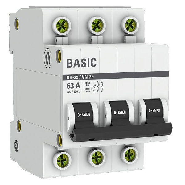 Выключатель нагрузки ВН-29 3P 63А BASIC