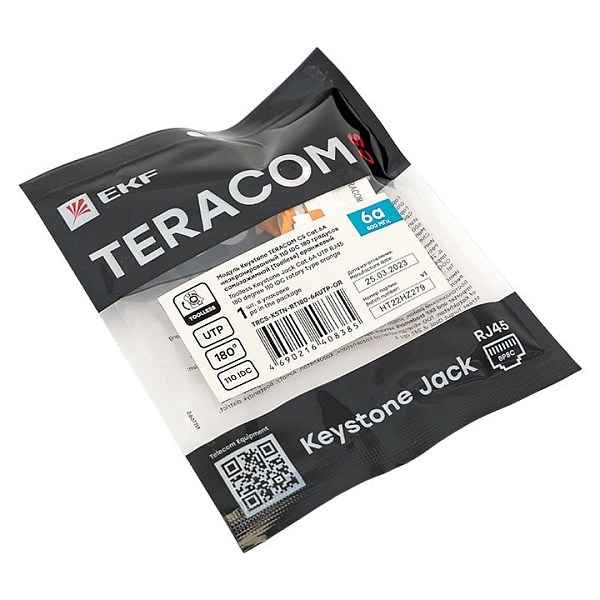 Модуль Keystone TERACOM CS Cat.6A неэкранированный 110 IDC 180 градусов самозажимной (Toolless) оранжевый