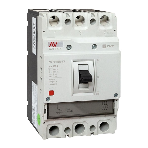 Выключатель автоматический в литом корпусе AV-POWER-2/3 100А 80кА TR EKF