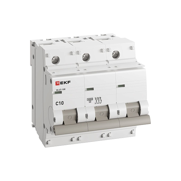 Автоматический выключатель ВА 47-100 3P 10А (C) 10kA PROXIMA EKF