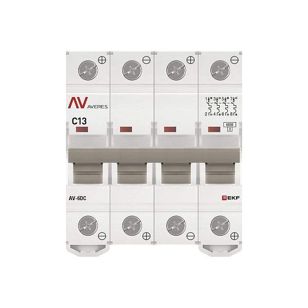 Выключатель автоматический AV-6 DC 4P 13A (C) 6kA EKF AVERES