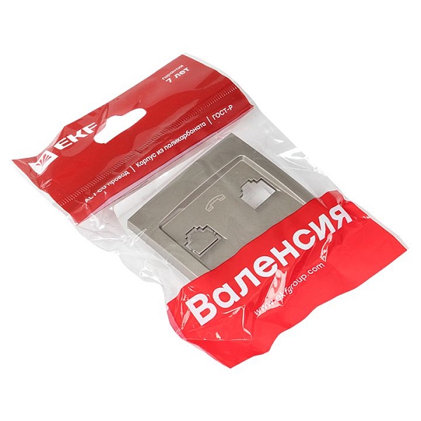 Валенсия лицевая панель розетки Phone 1-местная кашемир EKF