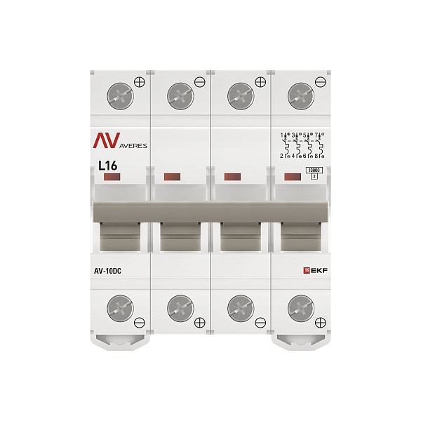 Выключатель автоматический AV-10 DC 4P 16A (L) 10kA EKF AVERES