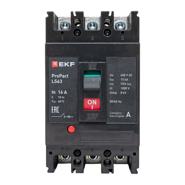 Выключатель автоматический в литом корпусе ProPact LS63 16А 3P 15кА EKF