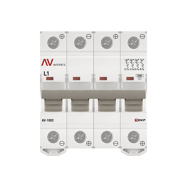 Выключатель автоматический AV-10 DC 4P 1A (L) 10kA EKF AVERES