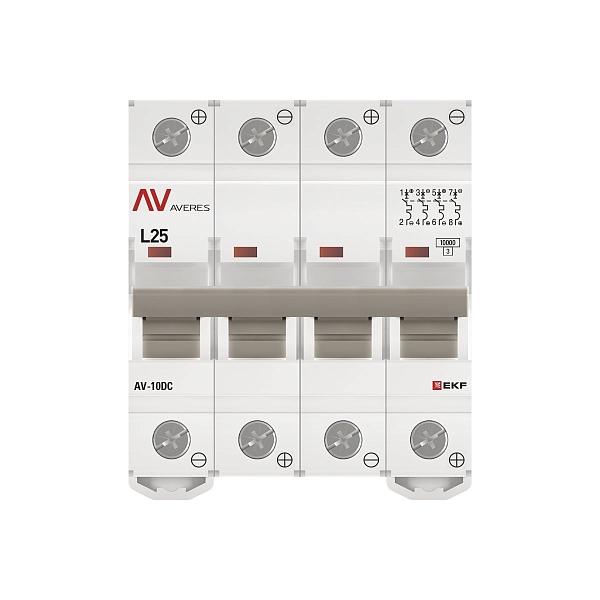 Выключатель автоматический AV-10 DC 4P 25A (L) 10kA EKF AVERES
