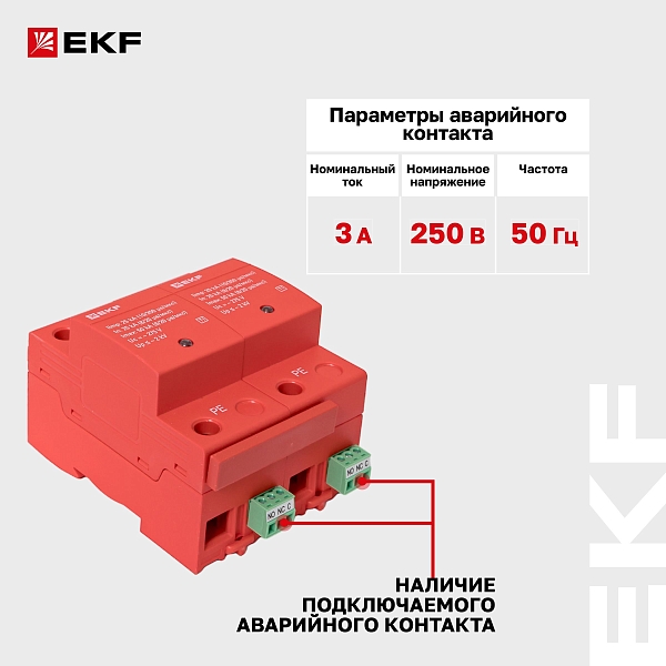 Устройство защиты от импульсных перенапряжений Класс 1 Iimp 25kA (10/350μs) 2P EKF