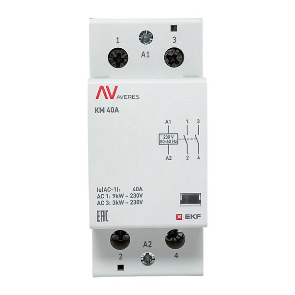 Контактор модульный КМ 40А 2NO 230В АС (2 мод.) AVERES EKF