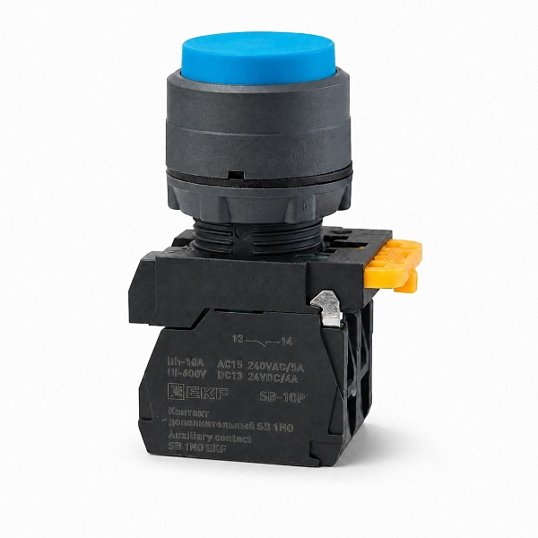 Кнопка выпирающая SB-35 с фиксацией 1NO+1NC синяя IP65 EKF