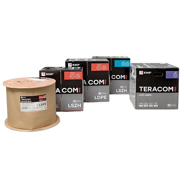 Кабель витая пара TERACOM PRO Cat.5E U/UTP 4 пары solid 24AWG оболочка PVC цвет серый (упак. 305м)