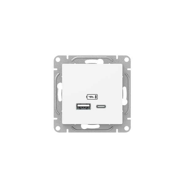 Механизм розетки USB-A+С, белый Эпика EKF