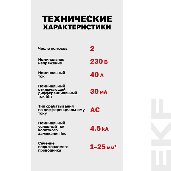 Выключатель дифференциального тока ВДТ-40 2P 40А 30мА тип АС электронный 4,5кА BASIC