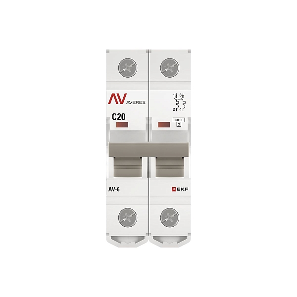 Выключатель автоматический AV-6 2P 20A (C) 6kA EKF AVERES